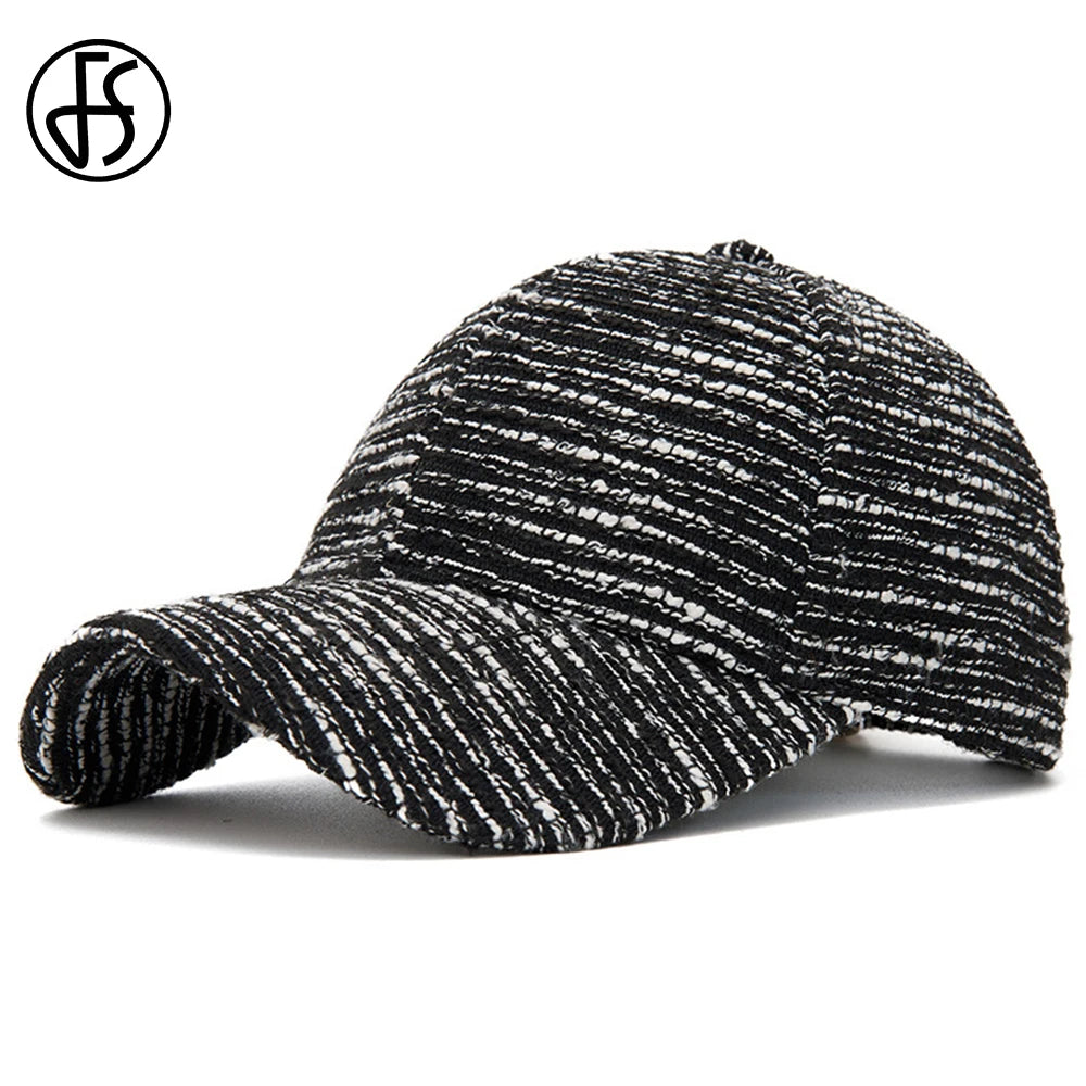 FS Fashion Casquette de baseball rayée noir et blanc pour homme, casquette décontractée coréenne pour femme, casquette d'été streetwear, casquette de camionneur, Gorra Hombre