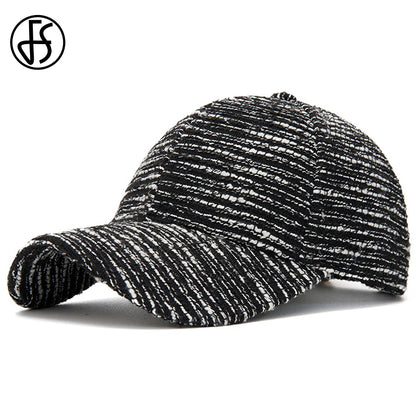 FS Fashion Casquette de baseball rayée noir et blanc pour homme, casquette décontractée coréenne pour femme, casquette d'été streetwear, casquette de camionneur, Gorra Hombre