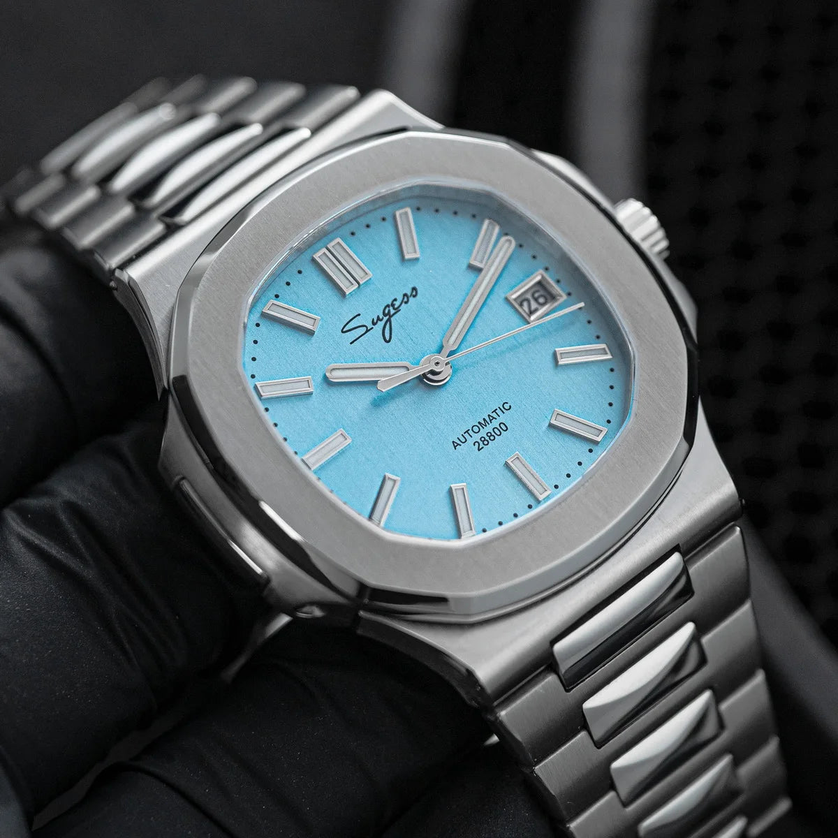 Sugess Men's Watch Automatic Mechanical Wristwatch Miyota 9015 Movement MOP Dial Luminous Waterproof 5bar Bracelet Luxury S466