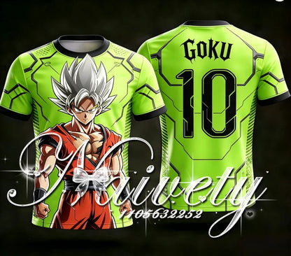 2026 New Summer Dragon Ball Z Classic Goku Silhouette 3D Print Soccer Jersey Unisex Anime Trendy Sports Short Sleeve T-shirt