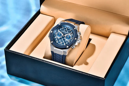 Křemenné pánské hodinky PAGANI DESIGN – luxusní sportovní chronograf, vodotěsný, s luminiscenčními ručičkami a safírovým sklem s antireflexní úpravou