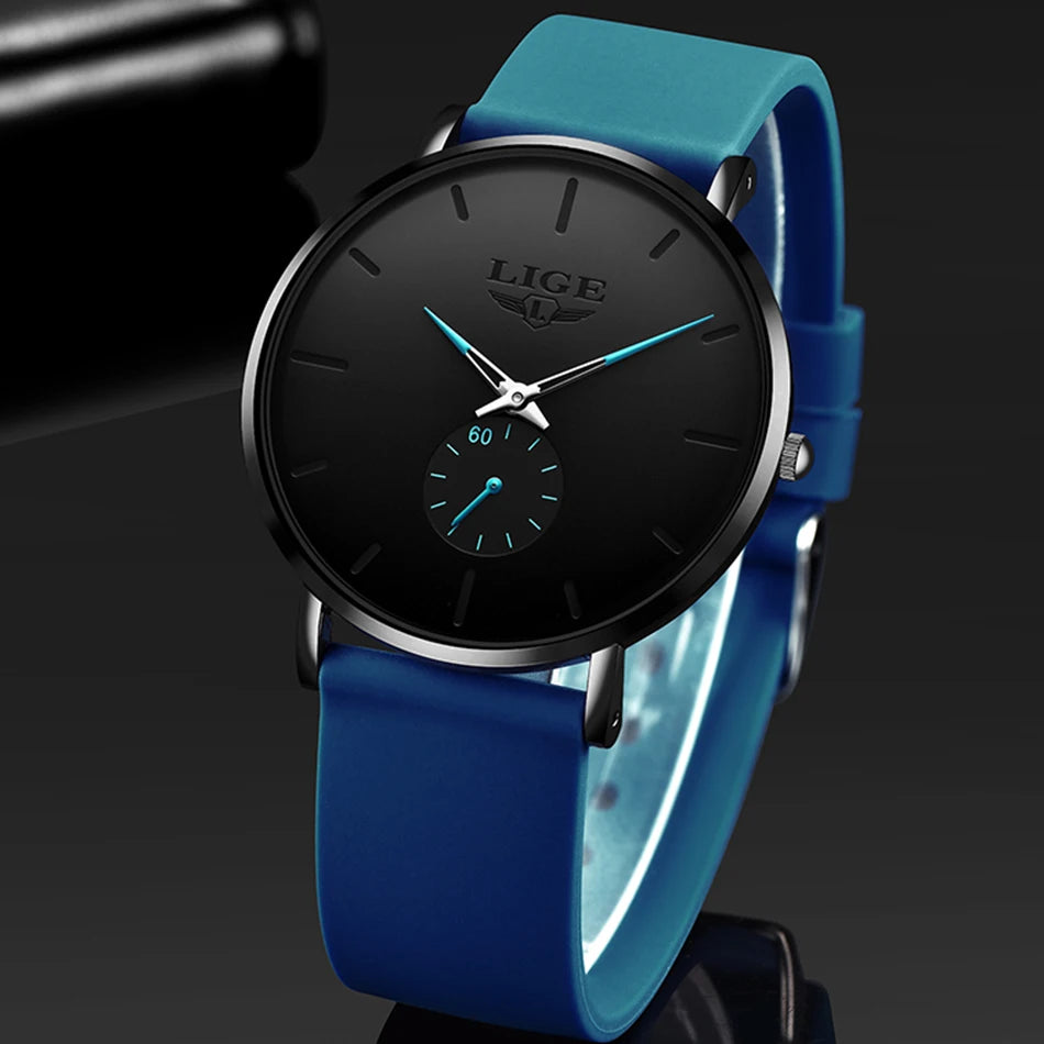 LIGE Herrenuhr – Sportlicher und trendiger Stil, Luxusmarke, wasserdicht, schlichtes und ultradünnes Design, Quarzuhr für Herren