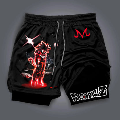 Dragon Ball Anime Peripheral Majin Buu GOKU Printed Sports Double-layer Shorts American 2025 Summer Men's Loose Breathable Pants