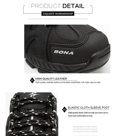 BONA New Arrival Classics Style Men Hiking Shoes Lace Up Men Sport Shoes Outdoor Jogging Trekking Sneakers
