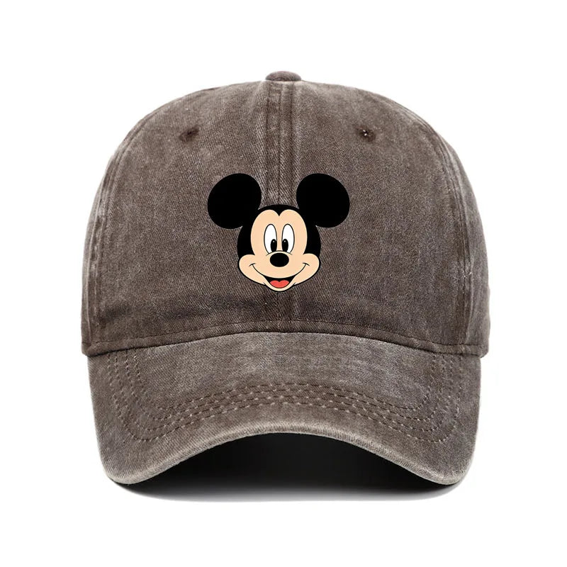 Unisex Vintage Washed Mickey Minnie Print Baseball Cap for Men Women Cartoon Trucker Hat Adjustable Snapback Casual Hip Hop Hat