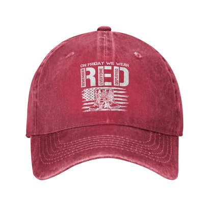 On Friday We Wear Red Friday Military Support Troops US Flag Casual Baseball Cap Summer  Trucker Hat Sunscreen  Gym Hip Hop Hats
