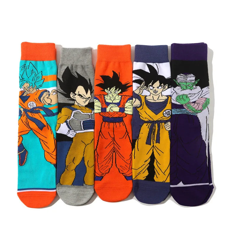 5Pairs Dragon Ball Unisex Cartoon Anime Socks Hip Hop Street Style Novelty Funny Casual Crew Socks for Men Women