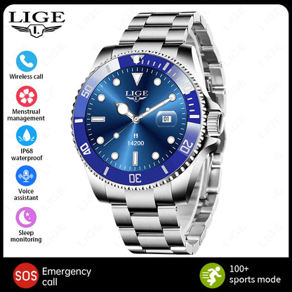 LIGE 2026 Smartwatch for Men  1.27" HD Display, Bluetooth Calling, IP68 Waterproof, Heart Rate & Fitness Monitor