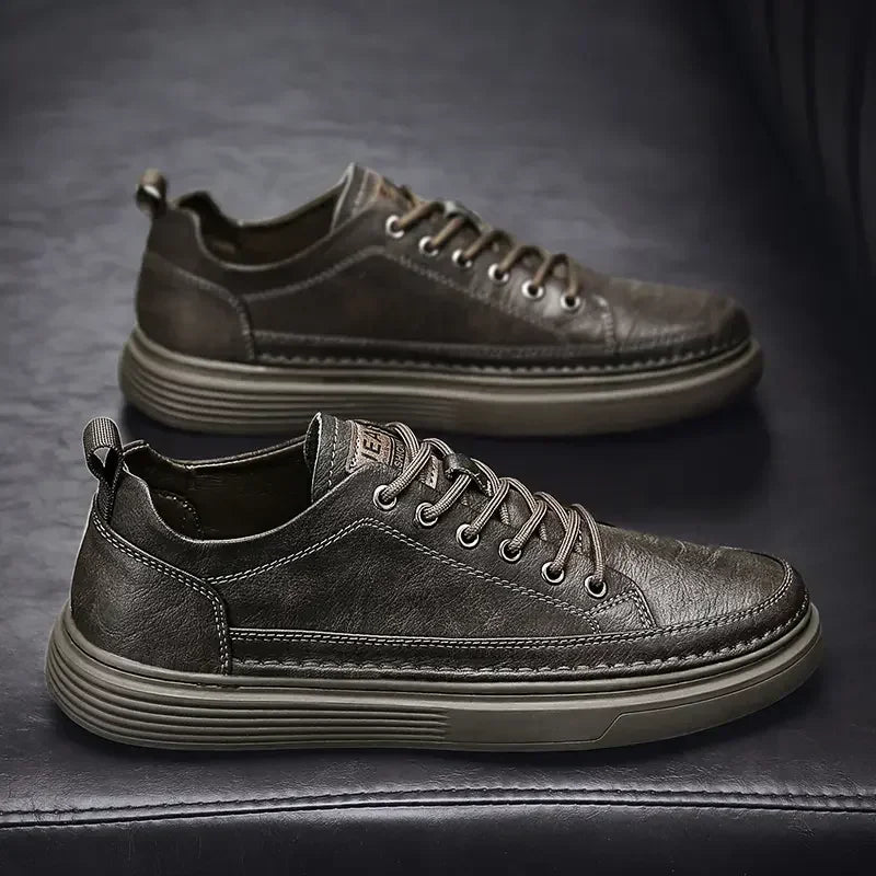 Classic Men's Sneakers Platform Slip-On Casual Leather Sneakers New Comfort Flat Spring Loafers Shoes
