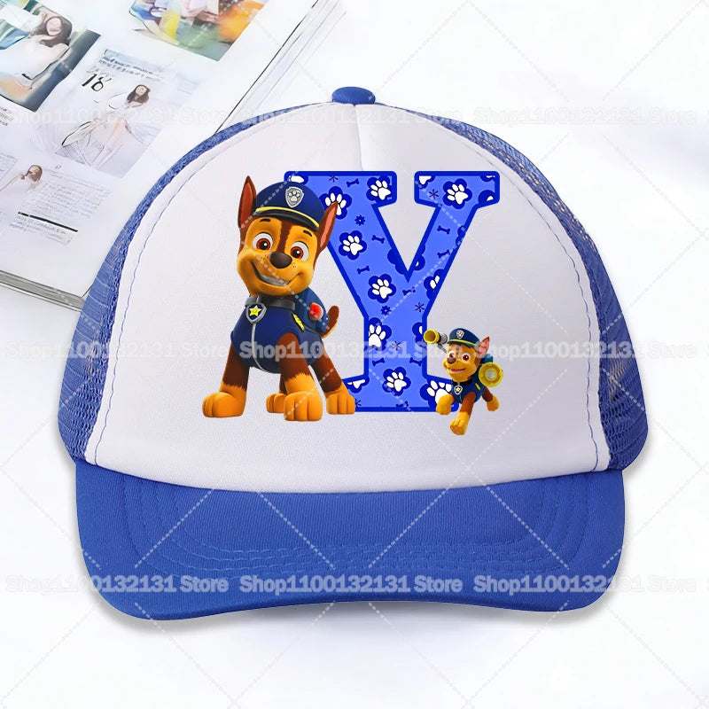 Casquettes de baseball en maille PAW Patrol : Chase, personnage de dessin animé, lettres, pour adultes et enfants, casquettes de sport, anime, été, protection solaire, visière, cadeau pour garçon et fille