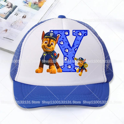 Casquettes de baseball en maille PAW Patrol : Chase, personnage de dessin animé, lettres, pour adultes et enfants, casquettes de sport, anime, été, protection solaire, visière, cadeau pour garçon et fille
