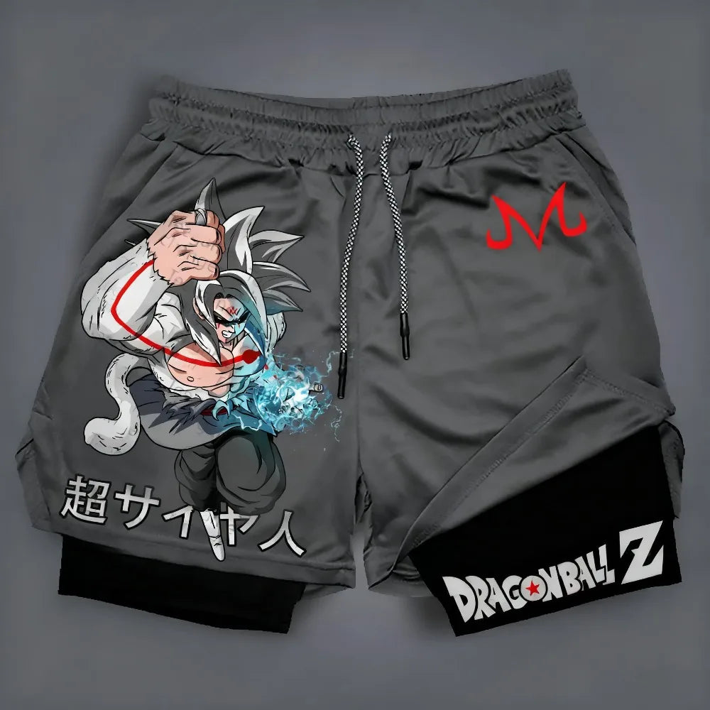 Dragon Ball Anime Goku Peripheral Printed Double-layered Shorts 2025 Summer American Sporty Men's Loose and Breathable Pants