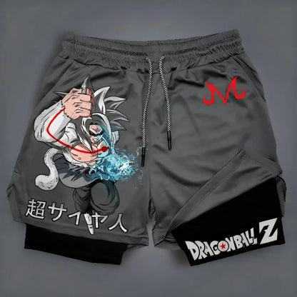 Dragon Ball Anime Goku Peripheral Printed Double-layered Shorts 2025 Summer American Sporty Men's Loose and Breathable Pants