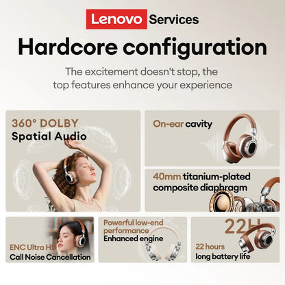 Lenovo LE602 Bluetooth 6.0 Over-Ear-Kopfhörer – HiFi-Stereo-ANC-Gaming-Headset kabellos & kabelgebunden mit ENC-HD-Mikrofon