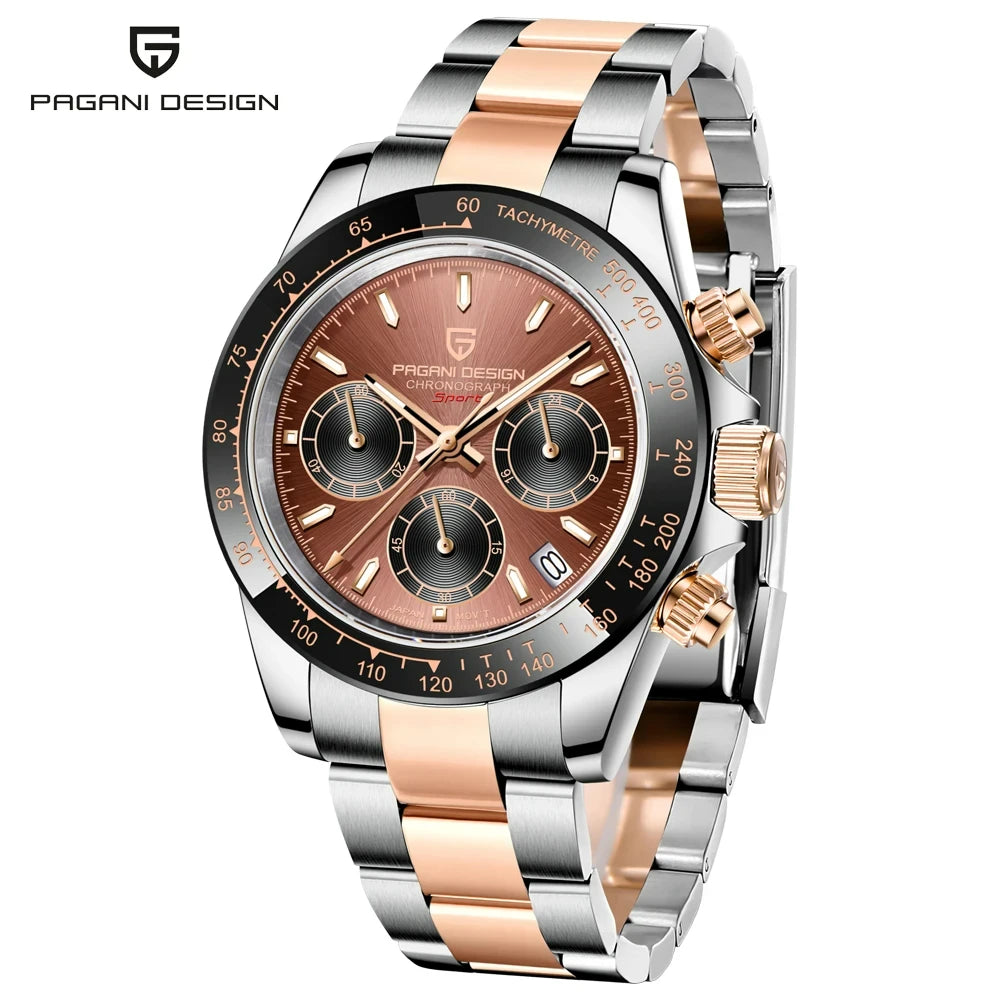 PAGANI DESIGN chronograafhorloge voor heren – Luxe quartz-polshorloge, verlicht en waterdicht.
