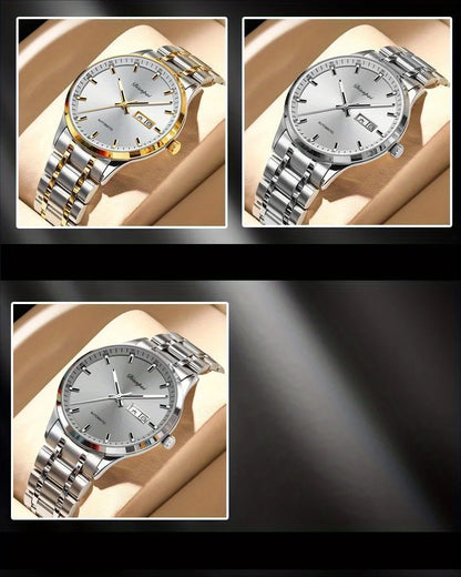 Dianpai automatisch mechanisch herenhorloge – Luxe model, lichtgevende wijzerplaat, klassiek en strak ontwerp, van roestvrij staal, waterdicht, met kalender en weersdagsaanduiding
