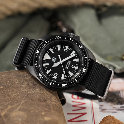 Relógio de Homem Watchdives WD1980 V3 38mm Vintage, Movimento de Quartzo VH31 Ronda 515 com Segundos Contínuos, Luminescente, Vidro de Safira