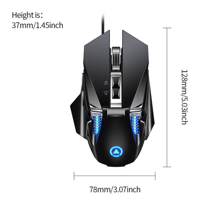 Žična e-športna gaming miška z RGB-osvetlitvijo, nastavljiva 200-7200 DPI, USB-žična za PC, prenosnik in FPS-igre