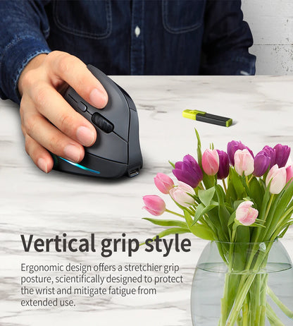 Rechargeable Wireless Vertical Mouse With Screen Display  Ergonomic Mice 6 Button Progammable Gaming Mouse for Gamer Desktop