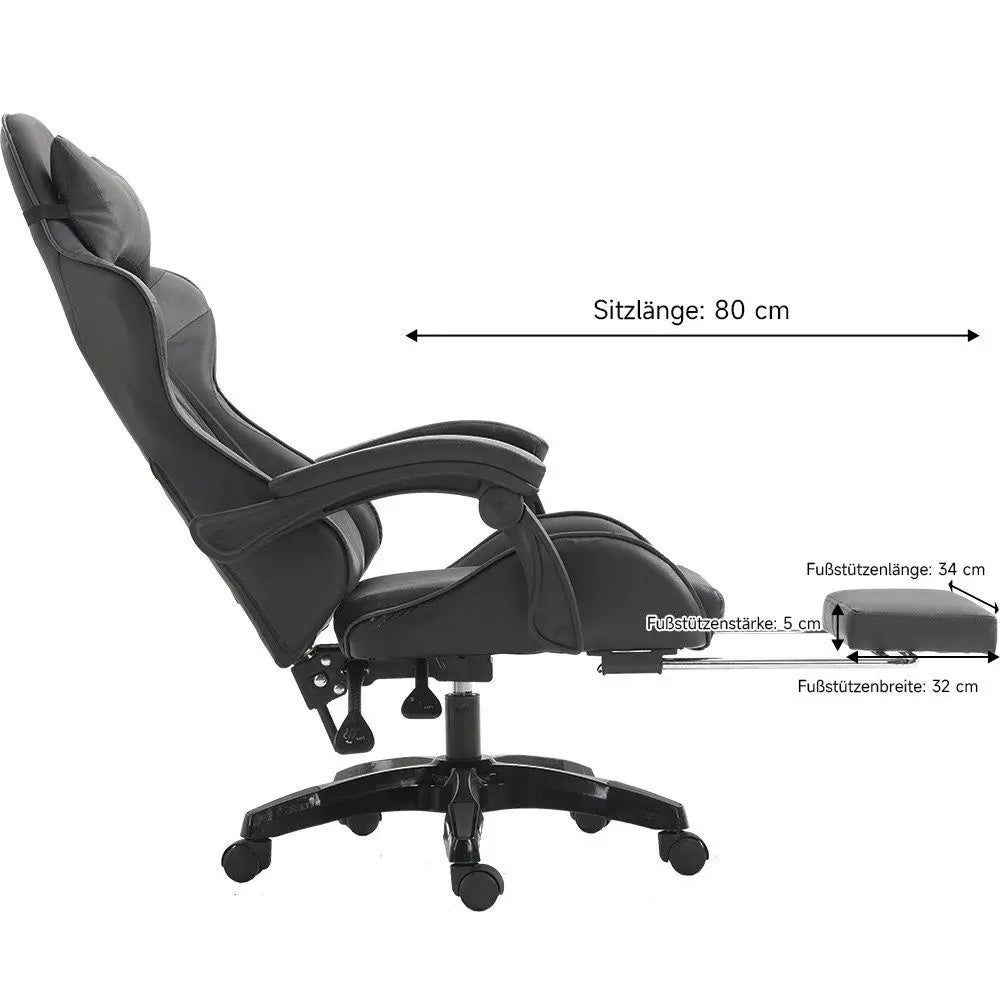 Gaming-Stuhl Gaming-Sessel höhenverstellbarer Bürostuhl mit verstellbarer Liegefunktion, Katzenohren und Kissen