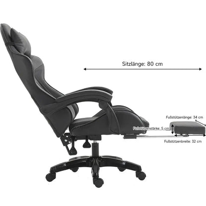 Gaming-Stuhl Gaming-Sessel höhenverstellbarer Bürostuhl mit verstellbarer Liegefunktion, Katzenohren und Kissen