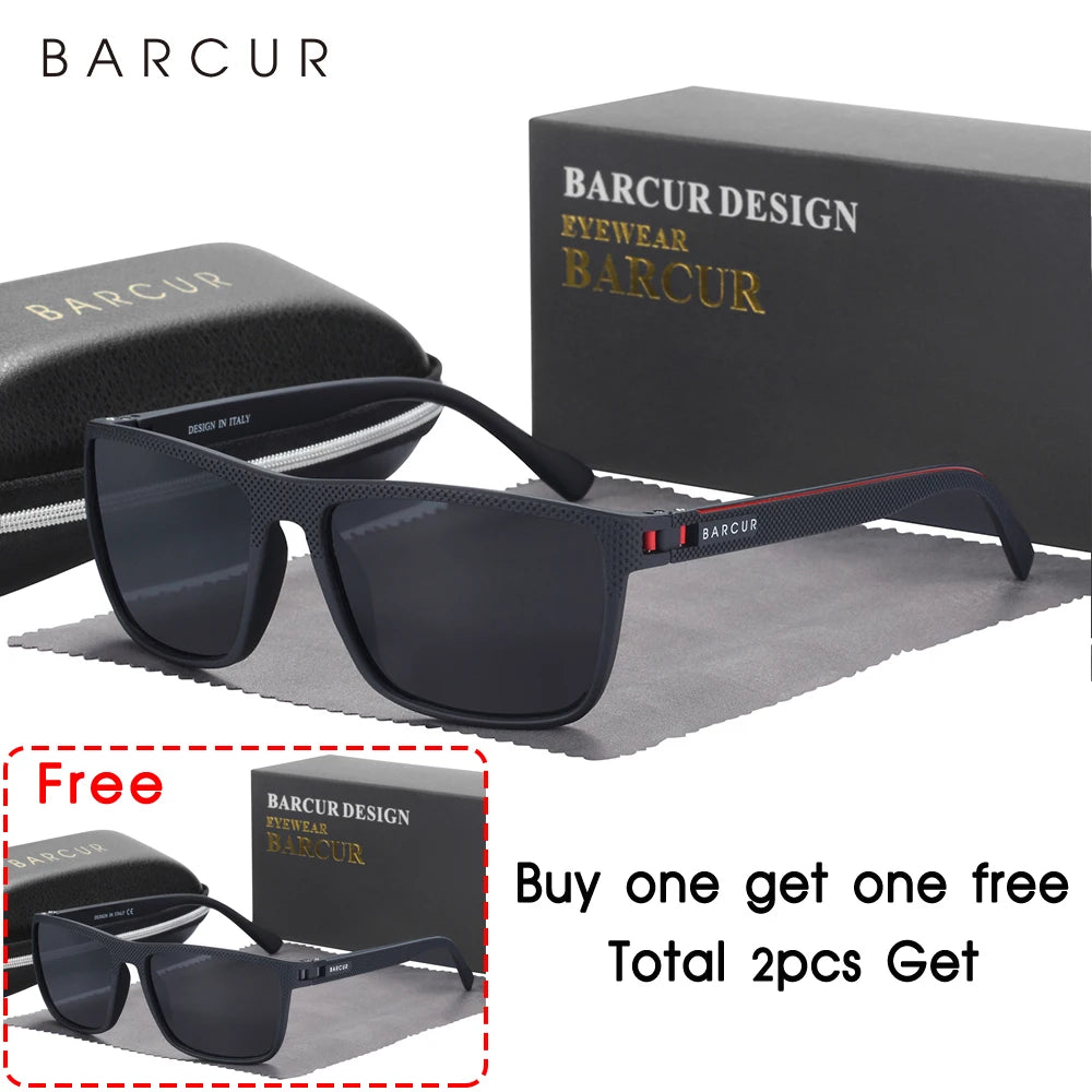 BARCUR Design TR90 Sunglasses Men Polarized Light Weight Sports Sun Glasses Women Eyewear Accessory Oculos UVAB Protection