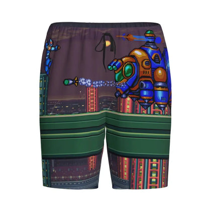 Custom Megaman Video Game Mega Man Short Pajama Pants Men Sleepwear Sleep Lounge Bottom Shorts Sleeping Pants