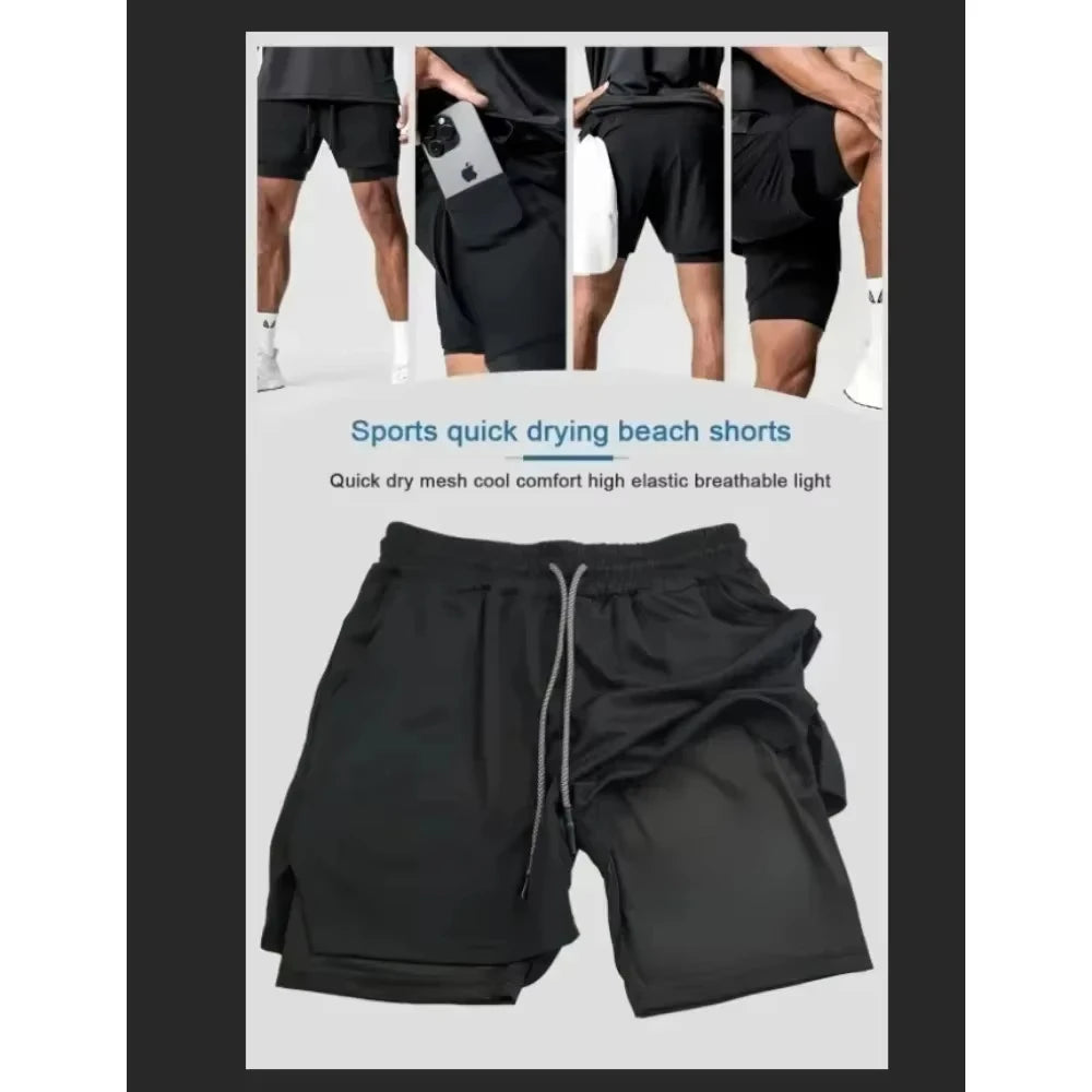 2026 New Dragon Ball Z Son Gohan Anime Men's Double Layer 2 In 1 Gym Shorts Summer Quick-dry Soft Comfy Lightweight Beach Shorts