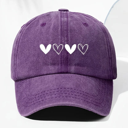 Unisex retro baseball cap with heart-shaped pattern for outdoor sun protection, suitable for truck drivers all year round.