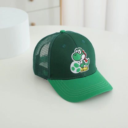 Yoshi Bowser Luigi Super Mushroomi Duckbill Cap Baseball Cap Cartoon Patterned Mesh Cap Summer-appropriate hats for kids Trendy