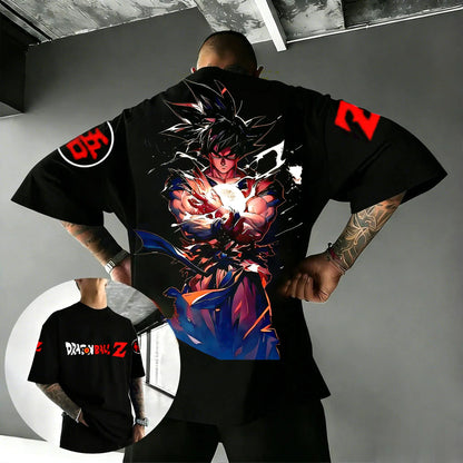 2026 New Hot Anime Dragon Ball Goku Printed Cotton Men's T-shirt Overside American and Women's Breathable Sports Round-neck