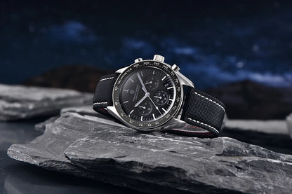 „PAGANI DESIGN Moon“ laikrodis – prabangus vyriškas kvarcinis chronografas, sportinio stiliaus, safyro stiklas su antirefleksine danga, švytintis ekranas