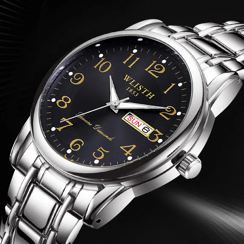 Luxusuhr für Damen, Quarzuhr, digitale Armbanduhr, wasserdicht, mit Kalender und Leuchtanzeige; modischer und professioneller Stil, auch für Herren geeignet.