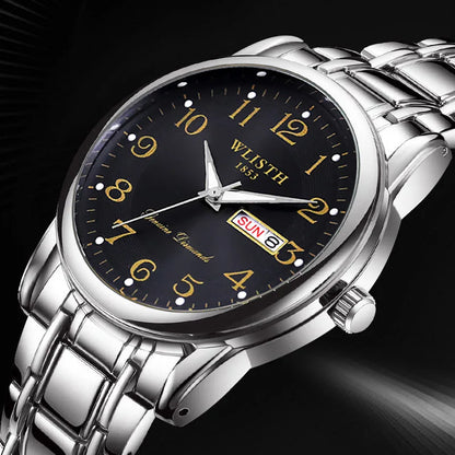 Luxusuhr für Damen, Quarzuhr, digitale Armbanduhr, wasserdicht, mit Kalender und Leuchtanzeige; modischer und professioneller Stil, auch für Herren geeignet.