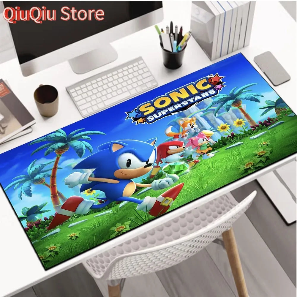 Sonic Desk Mat Smooth Table Mat Large Extended Gaming Mouse Pad Keyboard Pad For Computer