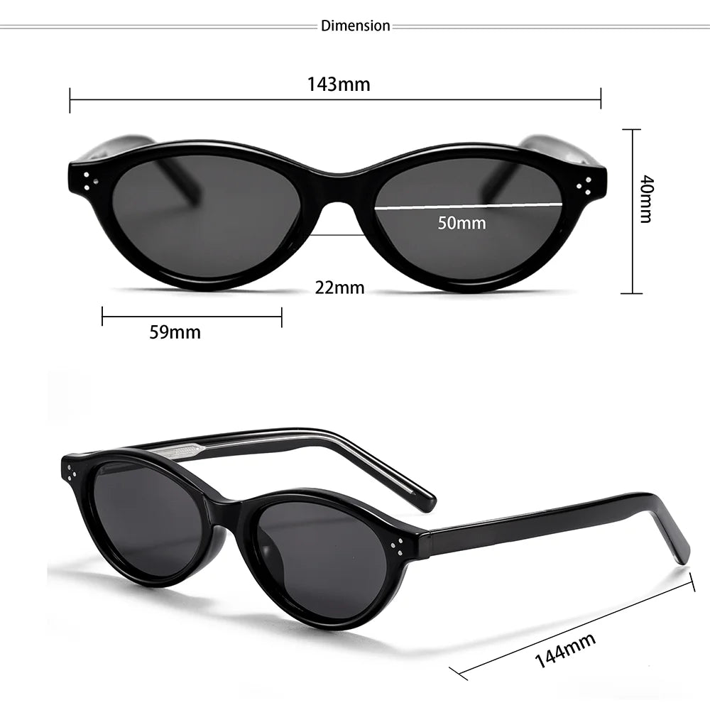 CATERSIDE Retro Oval Sunglasses for Women Men Tr Frame Acetate Pin Leg Polarized UV400 Protection Fashion Cat Eye Sun Glasses