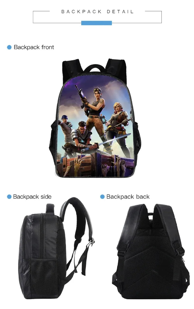 Zaino Fortnited 3PCS per ragazzi, Victory Game, 16 Inch, resistente all’acqua, per scuola materna, zaino scolastico cool per scuola elementare