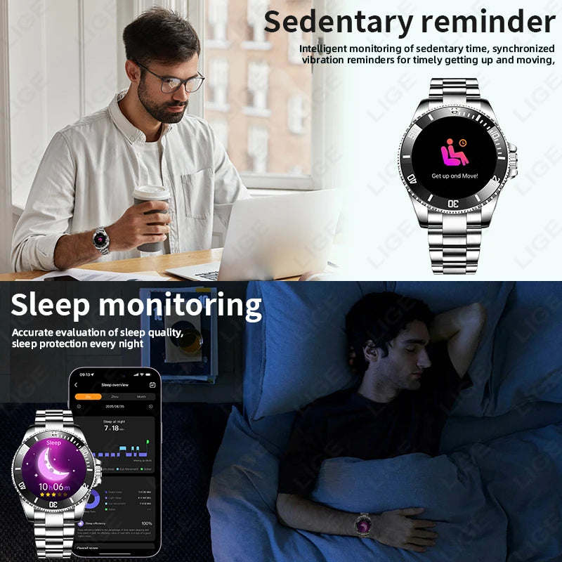 LIGE 2026 Smartwatch for Men  1.27" HD Display, Bluetooth Calling, IP68 Waterproof, Heart Rate & Fitness Monitor