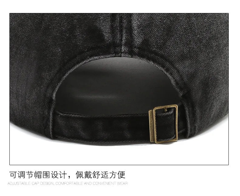 Vintage Embroidery Letter Bull Washed Baseball Cap, Retro Sun Hat for Men Women, Casual Hip Hop Peak Cap