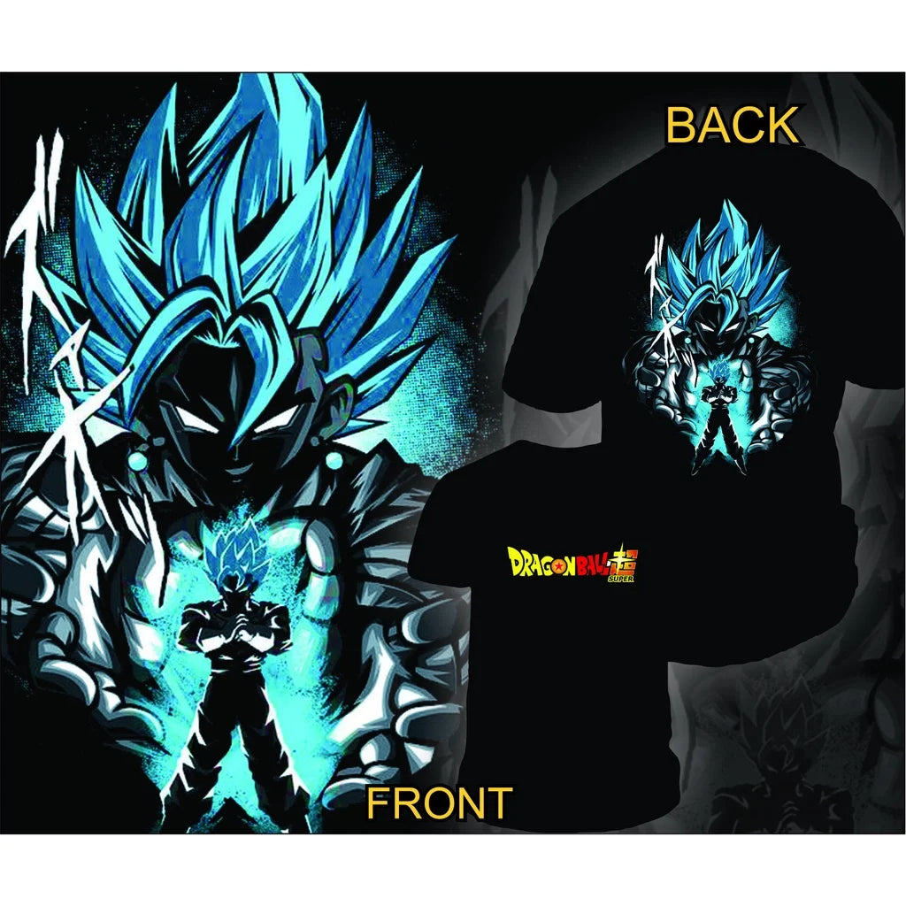 2026 Summer New Dragon Ball Super Gogeta Men's T-Shirt Black Blue Aura 100% Cotton Oversized Breathable Casual Short Sleeve Tee