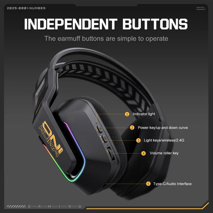 Auriculares gaming inalámbricos ONIKUMA GT828 Bluetooth 5.3 RGB con micrófono, cancelación de ruido y conexión de 4 modos para PC, PS5 y portátil