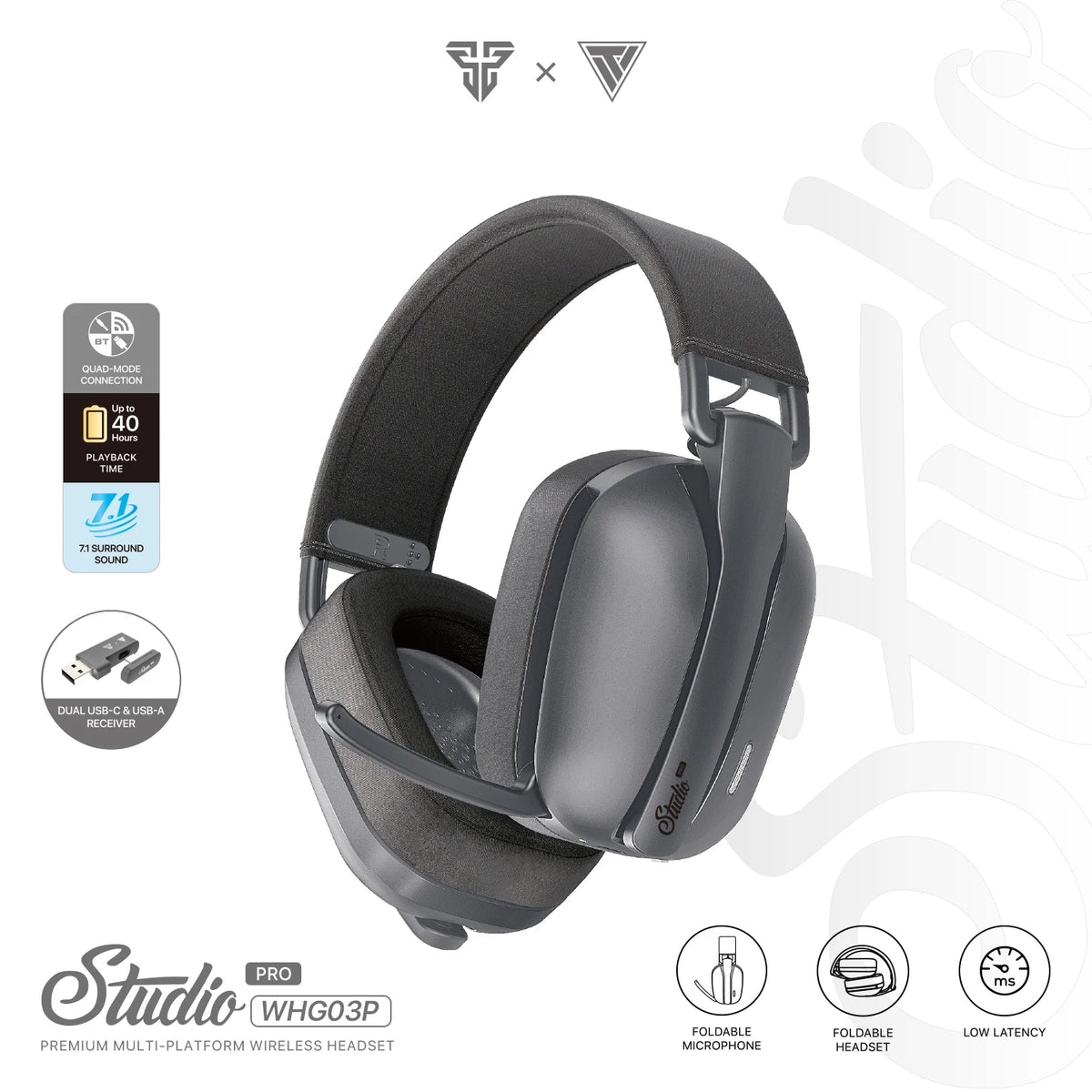 FANTECH WHG03P STUDIO PRO casque de jeu filaire et sans fil Bluetooth 7.1 casque Surround avec micro de réduction de bruit pour PS5 XBOX