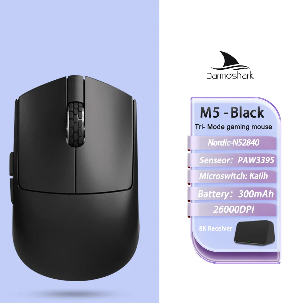 Darmoshark M5Air Forged Carbon Fiber Wireless 8K Gaming Mouse PAW3950 30K DPI Small Hand Finger Grip Game Macro Mice Lightweight