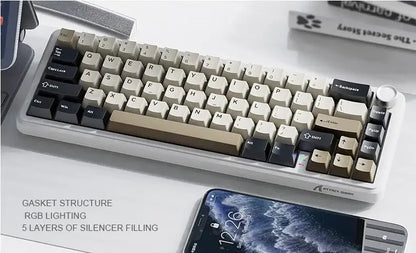 Attack Shark X66 Kabellose mechanische Tastatur 65% Kompaktlayout RGB-Hintergrundbeleuchtung Gasket Hot Swap Bluetooth USB-C PBT großer Akku