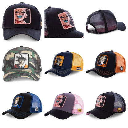 „Dragon Ball“ Son Goku kepurė, vasarinė kelioninė kepurė su snapeliu, vyriška siuvinėta hip-hop stiliaus kepurė su saulės skydeliu, reguliuojama „trucker“ stiliaus tinklinė kepurė