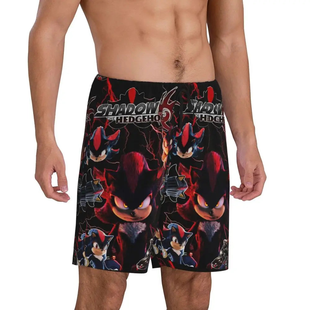 Custom Shadow The Hedgehog Sonic Poster Short Pajama Pants Men Sleepwear Sleep Lounge Bottom Shorts Sleeping Pants