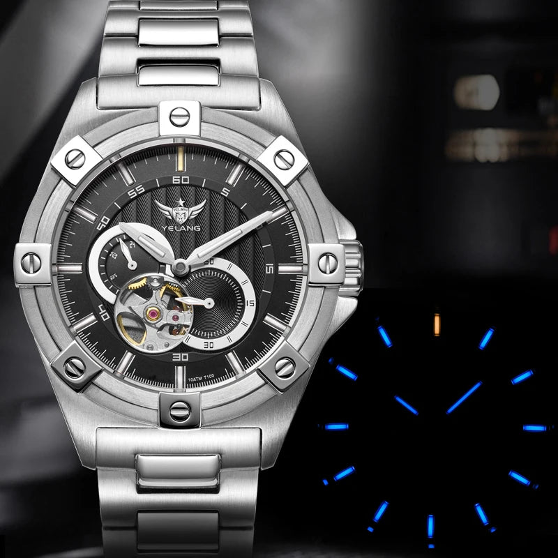 Yelang V1024 Men's Brand Watches 44mm Japan Miyota 82S7 Automatic Mechanical Movement Luminous Men's 100m Waterproof Business Watch
