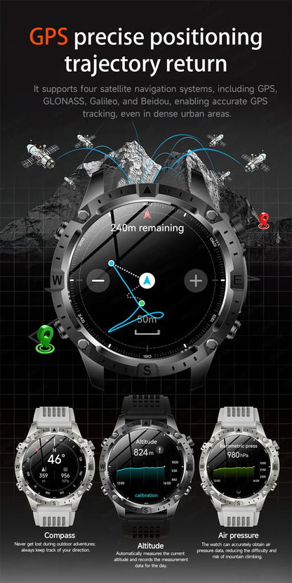 Smart Watch Men GPS Track High End watch Swim Waterproof Watches six axis sensor Sports 2GB Memory GPS Map Compass Smartwatch