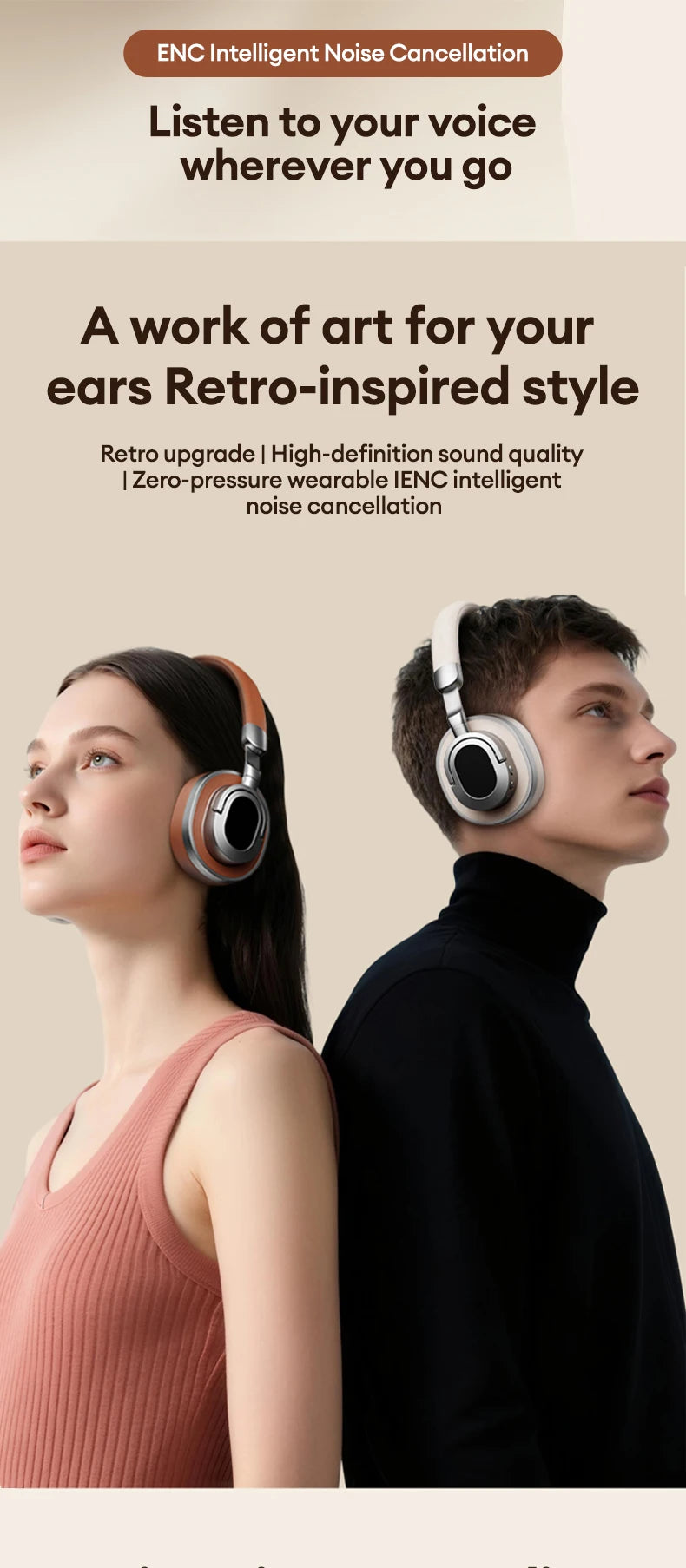 Lenovo LE602 Bluetooth 6.0 Over-Ear-Kopfhörer – HiFi-Stereo-ANC-Gaming-Headset kabellos & kabelgebunden mit ENC-HD-Mikrofon
