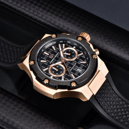 PAGANI DESIGN PD-YS032 Herren-Quarzuhr 44mm Japan VK64 Uhrwerk Edelstahlgehäuse Kautschukarmband Saphirglas 100M wasserdicht